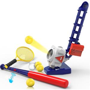 iPlay, iLearn Kids Pitching Machine Toys, 2 in 1 RC Baseball Tennis Pitcher, Auto Ball Launching Bat, Boys Outdoor Outside Sports Backyard Game, Birthday Gift 5 6 7 8 10 12 Yr Youth-Unassembled