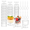 120 Pcs Dessert Cups with Spoons 60 Pcs 5 OZ Mini Clear Plastic Dessert Parfait Cup 60 Pc Spoons for Party Small Round Serving Goblet Wine Shot Disposable Fruit Ice Cream Mousse Pudding Appetizer Bowl