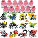 Valentines Day Gifts for Kids Classroom: 24 Packs Valentines Cards Gift Box with Insect Building Block Toy for Class Gifts Exchange, Classroom Prizes, School Party Favors, Boys Girls Ages 4+