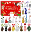 24 Pcs Advent Calendar 2025 Mini Vase Magnets Ceramics Fridge Magnets for Christmas Countdown Calendar