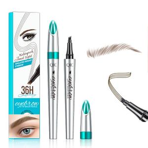 Yulinlon Q703 Waterproof Precision Eyebrow Stylus Pen for Natural, Lasting Brows, 4-Tip (2#Dark Brown)