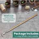 Lothee Garden Long Handle Crack Weeder 54 Inch Stainless Steel Crevice Weeding Tool L Shaped Weed Puller Tool Weed Remover Tool Long Handled Manual Weeders for Lawn Yard Patio Gardening Grass Cutter