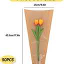 50Pcs Flower Wrapping Bags Kraft Paper with Ribbon Floral Packing Sleeves Bouquet Bags Clear Flower Wrapping Sleeves for Wedding Birthday Graduation Anniversary Mothers Day Gift, 9.8x3.9x17.9 Inch