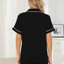 Womens Pajama Sets Short Sleeve Sleepwear Soft Button Down Nightwear Lounge Pj Set XS-XXL (Medium, Black(with Shorts Pocket))