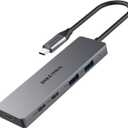 USB C Hub 10Gbps Adapter with 2 USB-C 3.2 & 2 USB-A Ports, Power Delivery, High-Speed Multiport Splitter for MacBook Pro, iPhone 16/15 Pro, Galaxy S23