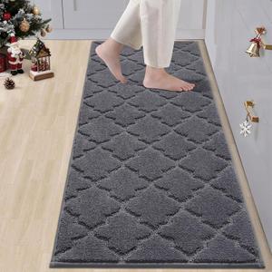 COSY HOMEER Soft Kitchen Floor Mats for in Front of Sink Super Absorbent Kitchen Rugs 20"x59" Non-Skid Standing Mat Washable,Polyester,Dark Grey