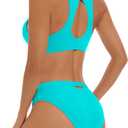 Beautikini Period Swimwear Sporty Two Piece Swimsuit Menstrual Leakproof Bikini Sets Bathing Suit for Teen Girls (Small, Bachelor Button)