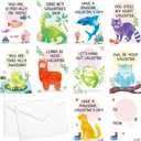 3 x DPKOW 36 Pack Valentines Day Cards for Kids School Classroom Exchange (12x8cm), Animal Valentines Gifts Cards Dinosaur Llama Frog Sloth Raccoon Fish Owl Shark Dog Postcards with Envelopes