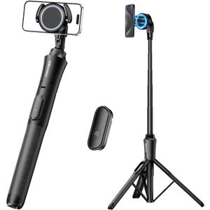 UBeesize 62'' Magnetic Selfie Stick Phone Tripod with Wireless Remote, Extendable Cell Phone Tripod Stand, Compatible with MagSafe, Cellphone Tripod for iPhone 17 16 15 14 13 12 and Android Phones (Black)
