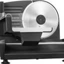 FOHERE Electric Meat Slicer 200W Deli Slicer for Home with Removable Two 7.5 Blades, 0-15mm Precision Thickness Adjustment Knob Cut Deli Food, Meat Ham Bread Fruit, Include Food Carriage, Black