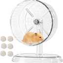 Silent Hamster Exercise Wheel,8.3 Inch Quiet Spinner Hamster Running Wheel,Silent Wheels with Anti-Skid & Adjustable Stand for Gerbils, Mice, or Other Small Pets,Transparent