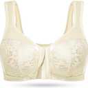 Wingslove Women's Full Coverage Front Closure Minimizer Bra Plus Size Wirefree Bras Comfort Non Padded Wide Straps Support (Light Nude, 42D)