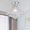 Bestier Modern Silver Crystal Semi-Flush Mount Chandelier Lighting Ceiling Light Fixture Lamp for Diningroom Bathroom Bedroom Livingroom 3 E12 Bulbs Required D13.5 inch X H11.6 inch
