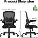 Office Chair Ergonomic Desk Chair - Mesh Comfy Home Desk Office Chairs with Wheels Adjustable Lumbar Support Flip up Armrest Executive Rolling Swivel Teacher Task Computer Chair Black