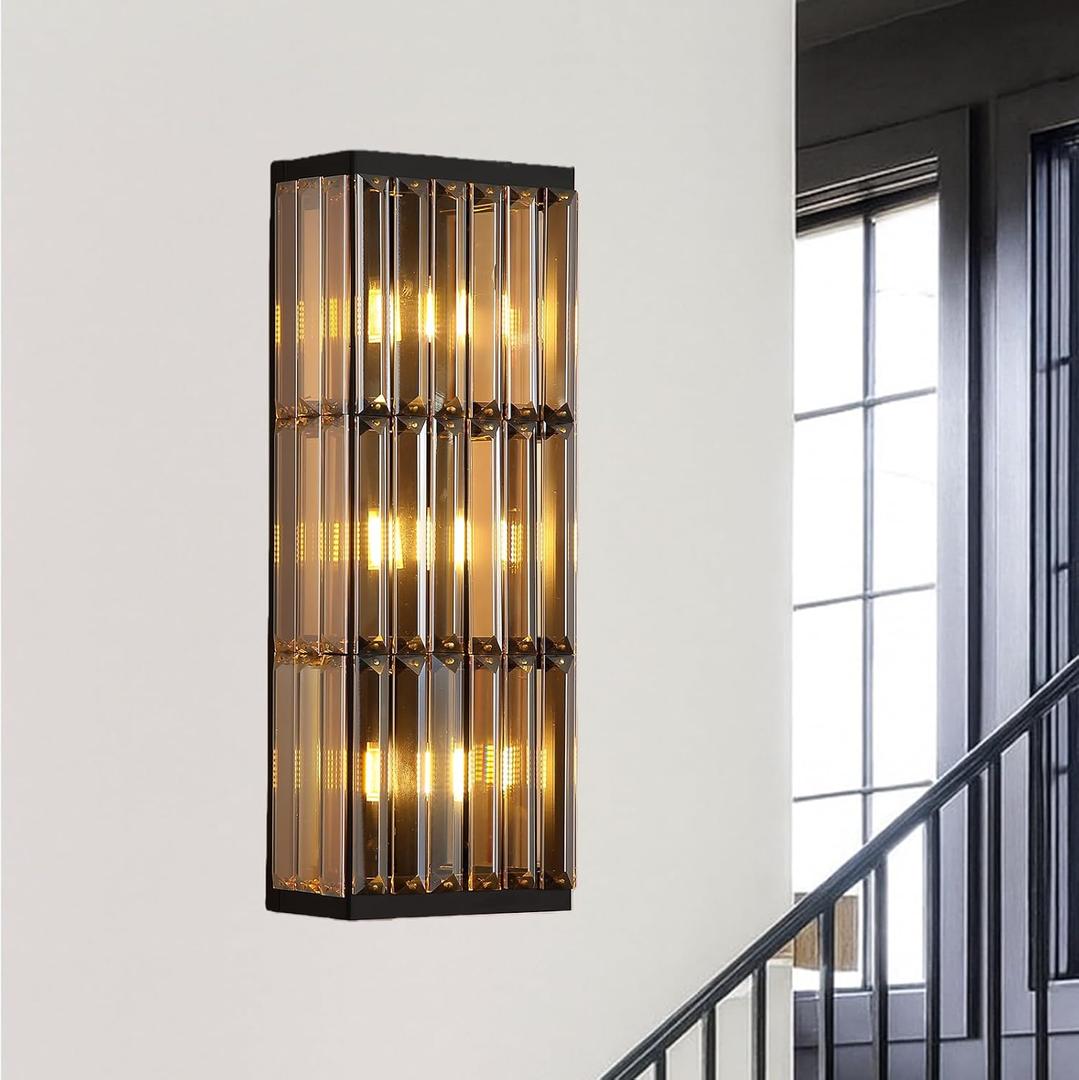 Rustic Black Wall Sconce with Glass Vintage Antique Wall Light Fixture Retro Farmhouse Mid Centry Wall Sconce for Bedroom, Living Room, Mirror, Fireplace