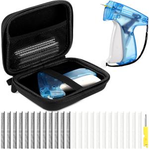 Lasnten Stitch Clothing Gun Mini Stitch Clothes Gun 3000 Pcs Micro Fasteners 0.17" 2 Pcs Micro Fine Needles 0.05'' with Case for Quick Clothing Fixer(Blue,Clear Style)