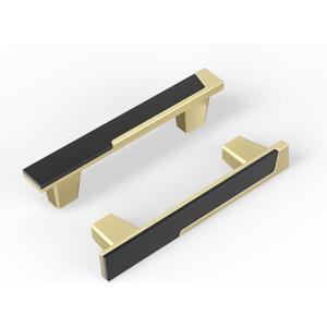 Haliwu 20 Pack Black and Gold Cabient Handles 2 Tone Drawer Handles Black and Brushed Gold Cabinet Pulls 3-3/4 inch Dresser Hardware and Drawer Pulls Square Kitchen Cabinet Hardware Zinc Alloy (3-3/4 inch/(96mm)-hole centers spacing)