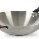 Oster Sangerfield 14-Inch Stainless Steel Wok With Wood Handles, Durable Non-Stick Stir Fry Pan for Gas and Electric Stovetops