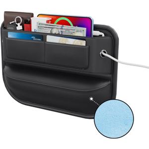 Car Seat Gap Filler Leather Car Box Seat Organizer and Storage Automotive Accessories with Pockets- Front Seats Car Adjustable Gap Filler for Phones, Glasses, Keys, Cards-1 Pack1