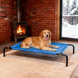 Elevated Dog Bed for Large Dogs, Washable Raised Cot with Skid-Resistant Feet, Waterproof Cooling Dog Beds with Oxford Cloth, Indoor/Outdoor Use, Blue 50in (XL- 50.8"x 31"x 8")