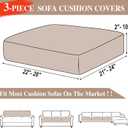 LA MEACK Couch Cushion Covers Seat Cushion Cover Stretch Couch Cover Separate Sectional Sofa Slipcovers Furniture Protector(3 Pieces for Seat or Sofa Backrest, Khaki)