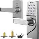 Door Lock with Keypad, Digital Smartcode Door Lock for Front Door, Commercial Keyless, keyless Entry with Handle for Bedroom, Office, and House Rental, Silvery (Left Hand) 1
