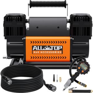 ALL-TOP Dual Cylinder Air Compressor with Digital Pressure Gauge Tire Inflator Kit, 12V Portable Inflator 12.35ft/Min, Offroad Air Pump for Truck Tires, Heavy Duty Max 150 PSI for 4x4 Vehicle & RV