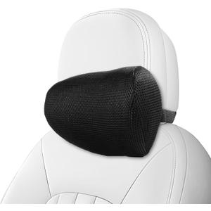 Car Neck Pillow, Memory Foam Car Headrest Pillow for Driving with Adjustable Strap, Softness Breathable Removable Mesh Cover, Ergonomic Design for Office Chair, Driving, Black