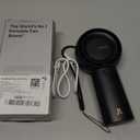 JISULIFE Portable Handheld Turbo Fan [18H Max Cooling Time], 6000mAh USB Rechargeable Personal Battery Operated Lash Small Pocket Fan with 5 Speeds for Travel/Outdoor/Vacation/Concerts- Black