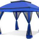 COOS BAY 11x11 Pop-Up Instant Gazebo Tent with Mosquito Netting Outdoor Canopy Shelter with 121 Square Feet of Shade (Blue)