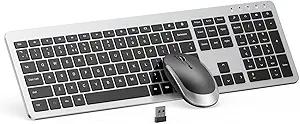 seenda Wireless Keyboard and Mouse Combo Full Size Slim Thin Wireless Keyboard Mouse with On/Off Switch on Both Keyboard and Mouse  (Black and Silver)