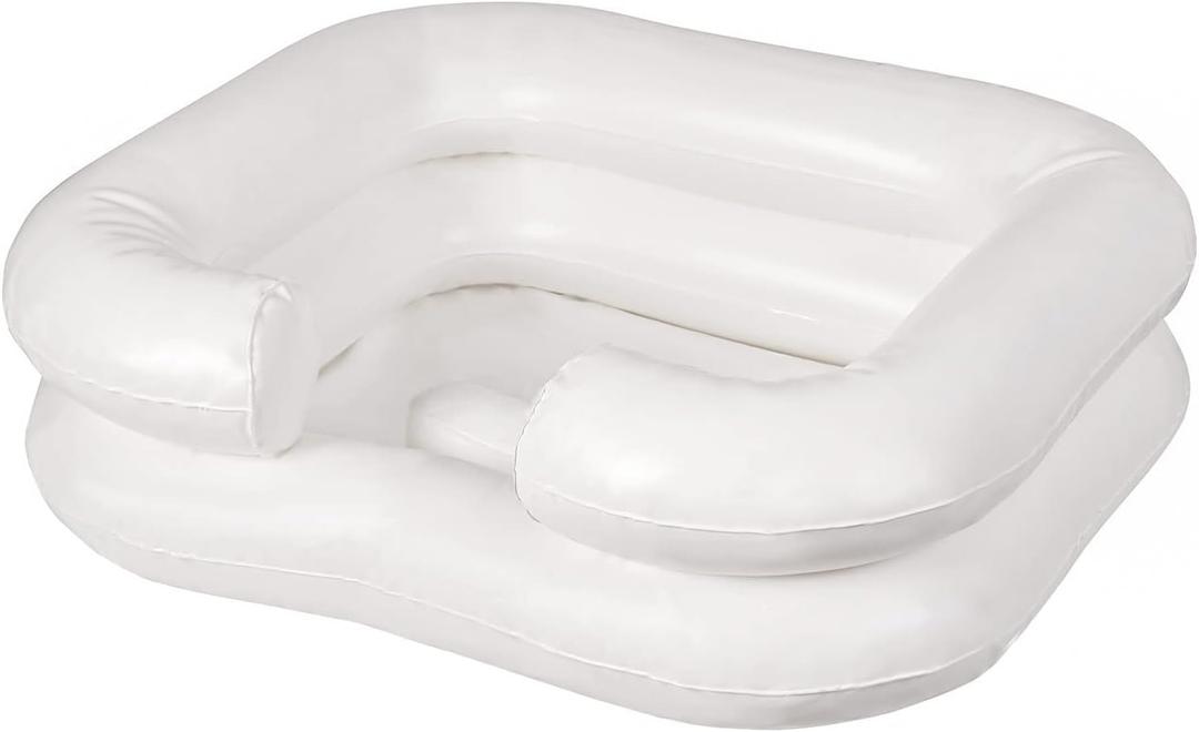 DMI Portable Inflatable Shampoo Bowl for Bedside and in Bed Hair Washing, Hair Cuts and Hair Coloring for The Elderly, Disabled, Bedridden and Handicapped, White