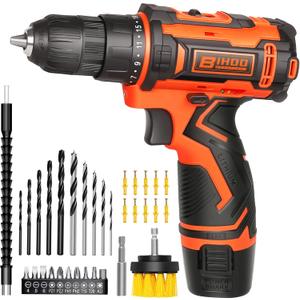 12v Drill Driver Set,Cordless Drill with Battery and Charger,LED Tools Kit,25+1 Torque Setting and 43pcs Bits