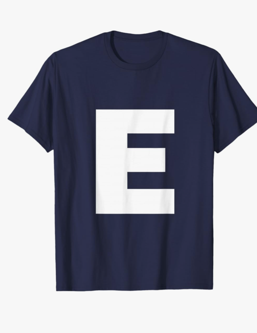Letter E Capital Alphabet Monogram Initial T-Shirt LARGE