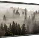 Foggy Forest Wooden Wall Art: Landscape Mountain Artwork Prints with Wooden Framed for Living Room (40W x 20H, Multi-Sized)