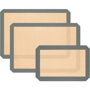 Silicone Baking Mat, Set of 3 Reusable Non-Stick Food Safe Baking Sheets for Cookies, Bread and Pastry, Baking Supplies for Oven