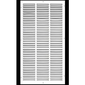 HVAC Premium 14'' x 24'' [Duct Opening] Flat Stamped Steel Return Air Grille - Sidewall and Ceiling - HVAC Vent Duct Cover - White [Outer Dimensions: 15.75''w X 25.75''h]