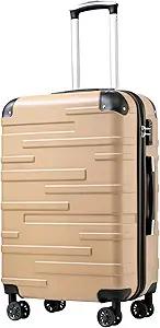 Coolife Luggage Suitcase Carry-on Hardside Travel Luggage TSA Lock Spinner Telescopic Handle (dark green)