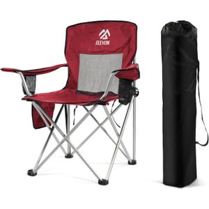 Elevon Camping Chair, Portable Folding Outdoor Chair with Arms, Cup Holder and Carry Bag