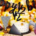 Boao Pre- Strung Half Birthday Decorations Set 6 Months Happy 1/2 Birthday Banner, Glitter 1/2 Half Year Cake Topper, Triangle Flag Banner for Baby Shower Party Photoshoot Props(Black)