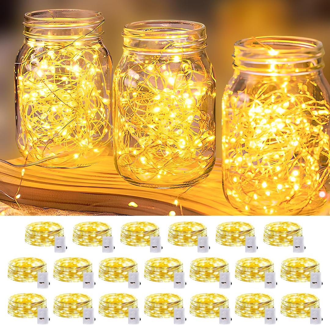 20 Pack LED Fairy Lights Battery Operated,3 Features Blinking Slowly Blinking & just on 7FT 20 LED Waterproof Mini Twinkle String Lights for Wedding Mason Jars Party Christmas Decorations(Warm White) 20 Pack LED Fairy Lights Battery Operated,3 Features Blinking Slowly Blinking & just on 7FT 20 LED Waterproof Mini Twinkle String Lights for Wedding Mason Jars Party Christmas Decorations(Warm White)