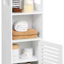 Small Bathroom Storage Cabinet, White Floor Standing Storage Cabinet Home Furniture Shelf,Suitable for Toilet Bedroom Kitchen Living Room