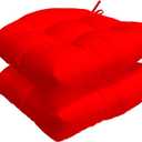Indoor/Outdoor Chairpad with Ties, Patio Furniture Chair Cushions, Rocking Chair Cushions, Seat Cushions (Red, 19 * 19)