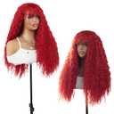 Curly Wig for Women and Girls Long Afro Curls Wigs with Bangs Synthetic Hair Replacement Wigs for Cosplay and Daily Use Red Curly Wig 26 Inch