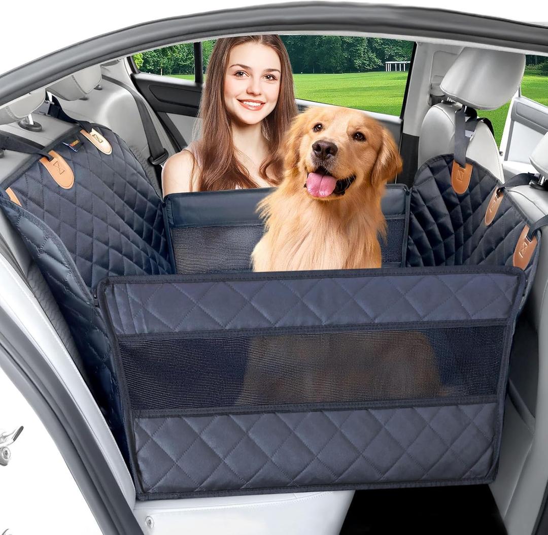 Paw Jamboree Dog car seat Cover for Back seat Hard Bottom Half Dog car seat Cover Passenger Friendly Back seat Extender for Dogs