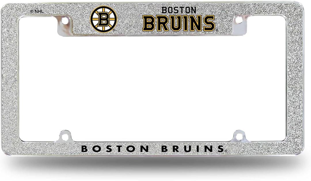 Rico Industries NHL Hockey Boston Bruins Silver 12" x 6" Chrome All Over Automotive Bling License Plate Frame Design for Car/Truck/SUV