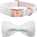 Elegant little tail Dog Collar with Bow - White Adjustable Dog Collar Bow Cotton Durable Bowtie Collar Gift Pet Dog Collar for Large Dogs (Large (Pack of 1))