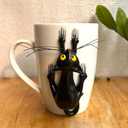 Black Cat 3D Ceramic Coffee Mug Black Cat Mug for Cat Lovers Unique Cat Tea Cup Gifts for Kitten Lovers Women Funny Cat Birthday Gift Christmas Kitten Gift 15oz
