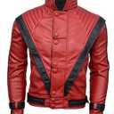 DIZLLER Party&Dance wear - D1 - Red & Black Jacket - FAUX Leather -XL (Red)