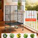 VEVOR Bird Cage, 31.5 x 20.5 x 52 inch, Flat Top, Wrought Iron Bird Flight Cage with Perches, Slide-Out Tray and Plastic Feeders, Casters, for Parrot, Blue Tit, Cockatiel, Canary, and Monk Parakeet